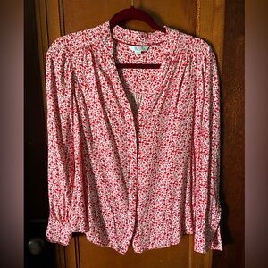 Boden Red and White Floral Blouse